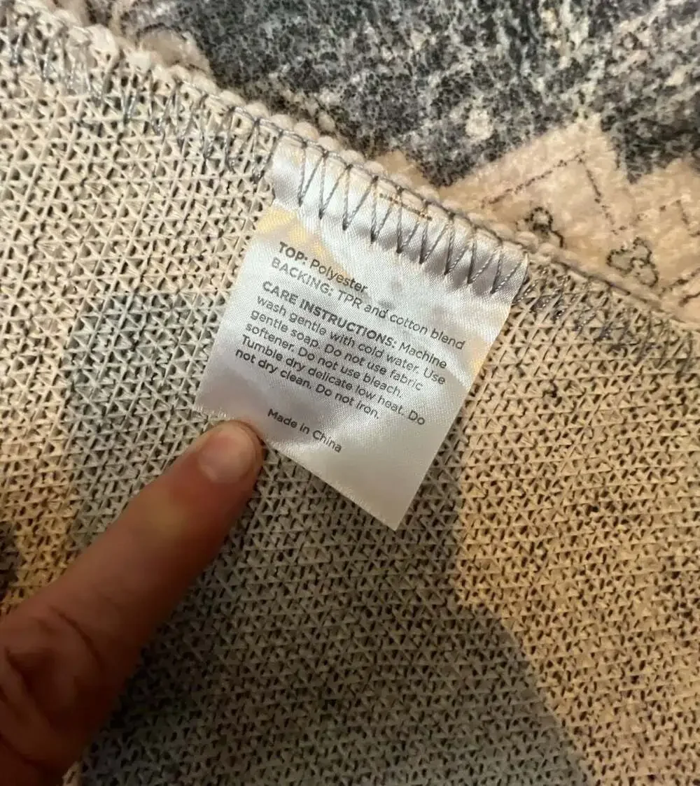 NOTASA Washable Boho Area Rug, Vintage Grey and White Oriental Patterned Floor C